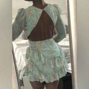 Elegant Open-Back Floral Dress